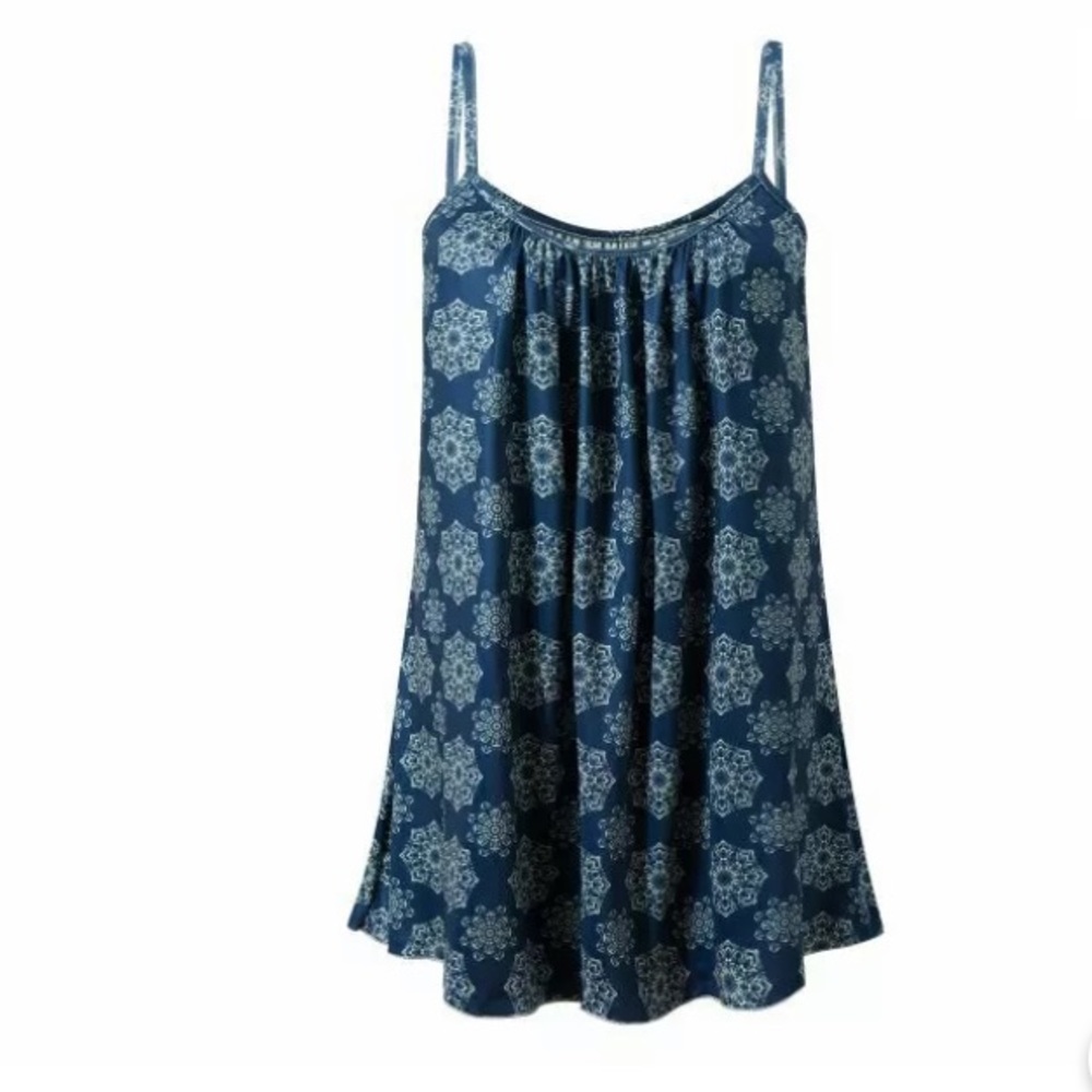 Fee et Rit Women Navy Floral Scoop Neck Tank